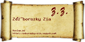 Záborszky Zia névjegykártya